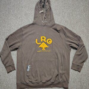 LRG Hoodie Men XL Brown Felt Tree Logo Pullover 100% Cotton Hiking Outdoors